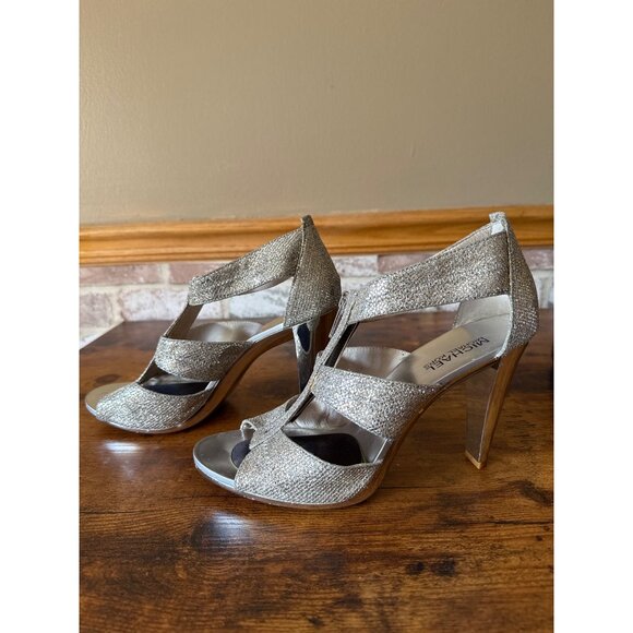 Michael Kors Womens Silver Glitter High Heel Sandals Size 7 - Picture 3 of 16